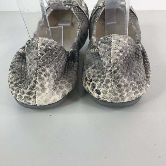 Stuart Weitzman Gray Snake Embossed Leather Scrunch Ballet Flats  7 1/2 M - Picture 5 of 10